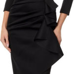 Xscape Short Scuba Collar Side Ruffle Style 5636X Black Size 16 Cocktail Photo 0