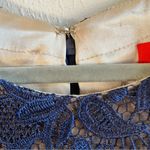 Monique Lhuillier Dress Lined Navy Blue Lace Long Sleeve Ruffle EUC 10 *See Dsx* Photo 4