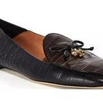 Tory Burch Charm Loafers Leather Collapsible Back Matte Croc Emboss Black 10 Photo 0