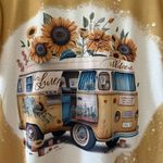 Women’s Crewneck Mustard Hippie Bohemian Van Floral Short Sleeves SZ M #2115 Yellow Size M Photo 10