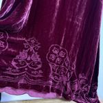 Johnny Was Floral Embroidered Dress Womens Burgundy Tank Midi Sleeveless Velvet Photo 3