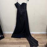 NWT Miss Circle BLACK CRYSTALLIZED CORSET HIGH SLIT SATIN GOWN size large Photo 9