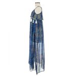 Lord & Taylor Design Lab Blue Boho Tassel Maxi Dress Sz XS Sheer Festival Flowy Photo 3
