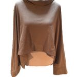 Lime & Vine Gray Oversized High Low Cropped Faux Suede Sweatshirt Size Medium Photo 0