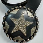 Vintage Cowboy Decor Lonestar Leather Belt with Rhinestone Buckle sz 36 Studded Black Photo 9
