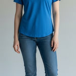 Nike  Pro Dri-FIT V-Neck Short Sleeve T-Shirt Womens Small Blue Sports Activewear Photo 0