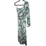 Lush Clothing Lush Satin One Sleeve Maxi Dress - Green Floral Photo 1