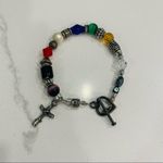 Silver beaded handmade prayer bead bracelet 7.25" long Photo 1