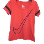 Nike Tee Athletic Cut Swoosh Logo Striped Short Sleeves Orange Purple Medium Photo 0