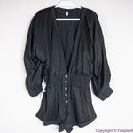 Free People New  Movement Rory Romper Black Tracksuit Shorts Long‎ Sleeves, L Photo 13