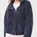 Z Supply Dakota Dropped Shoulder Full Zip Winter Sherpa Jacket Navy Small Photo 0