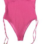 Betsey Johnson  Pink Smocked One Piece Swimsuit L Ruched Sexy Retro Beach Photo 2