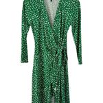 BCBGMAXAZRIA Green Geo Print Wrap Dress Long Sleeve Women's Size S Photo 0