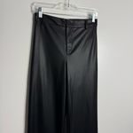 ZARA NWT  Black Faux Leather Pants High Rise Full Length Wide Leg Size Small Photo 6