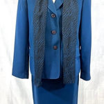 Evan Picone 3 piece blue and black skirt suit size 14P NWOT Photo 0