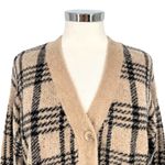 Joie  Plaid Cardigan V-Neck Sweater Beige Black Size Large Photo 1