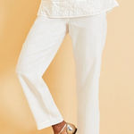NWT Linen Wide-Leg Pants In White Size 16 Chico's Size 3 Photo 0