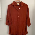 l*space L XS/Small Pacifica Button Up Tunic Cover Up Amber Burnt Orange Photo 0