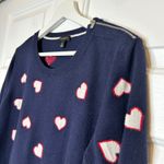 Talbots  Navy Blue Heart Print Sweater Knit Zipper Shoulder Women XL Photo 2