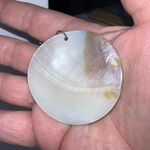 Vintage Hand Painted Large Shell Disc Earrings Pink Photo 9