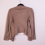 Zara Faux Vegan Suede Open Front Waterfall Asymmetrical Hemline Cardigan Sweater Photo 3