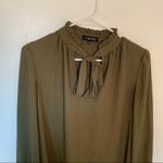 Timing High Ruffle Neck Blouse Olive Green Photo 2