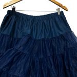 VTG Malco Modes Nylon Petticoat Skirt Navy L Tier Ruffle 80s Rockabilly Costume Blue Size XL Photo 2