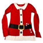 Santa Claus Long Sleeve Shirt Candy Cane Design women's S holiday Christmas Red Photo 0