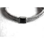 Source Unknown Western Silver Tone Black Cut Glass Square Stone Stretch 5.5 Inch Bracelet Photo 1