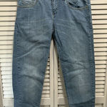 BCBGMAXAZRIA Denim Jeans Zipper Detail Size 26 Womens Mid Rise Light Wash Logo Photo 0