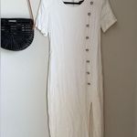 Vintage 90s Mark Farrel White Button Zip Slit Short Sleeve Dress, Size 9/10 Photo 1