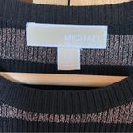 Michael Kors  Metallic Striped Dress Bodycon Long Sleeve Sweater Pink/black S/P Photo 2