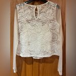 Hollister  Floral Lace Mesh Long Sleeve‎ Camisole Lined Top Antique White Size XS Photo 4