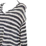 Free People Spells Trouble Stripe Pullover Sweater 3/4 Sleeve Ivory Black Small Photo 4