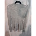Venus Ribbed Knit Peplum Sweater Light Gray Crew Neck Long Sleeve Size M Photo 3