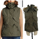 S13/NYC Trapper Vest w Detachable Faux Fur Hood Olive Green Size Small Photo 1