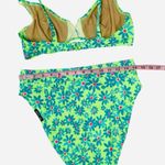 VINTAGE 90s SUNSETS Neon Floral Bikini Set Green Size L Photo 10
