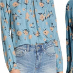 Rebecca Taylor  Daniella Silk Blend Top In Lagoon Combo Blue‎ Floral Size 2 Photo 0