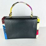 Handmade  Top Handle Wood Fabric Handbag Purse Scandinavian Abstract Artsy OOAK Photo 1