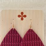 Nickel & Suede Women’s Leather Textured‎ Large Teardrop Earrings Pink Photo 3