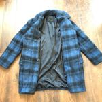Coach  blue & black plaid winter peacoat Photo 4