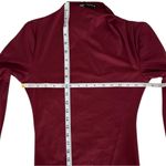 ZARA NWT Pleated Shoulder Bodysuit Medium Burgundy Red Long Sleeve Mock Neck Photo 3