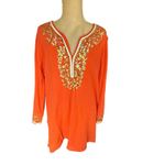 Nicoblu Roxana Tunic With Gold & Gemstone Embellishment Large Orange Size 12 Photo 1