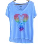 Disney  Minnie Mouse rainbow heart white v-neck t-shirt size XXL Photo 0