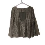 Chaser Gray Lace Eyelash Trim Cut Out Office Attire Formal Blouse Women SZ M Photo 1