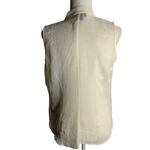 Apostrophe  Sheer Button Up Shirt M Cream Neck Tie Sleeveless Pleated Shoulders Photo 3