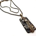 Chico's Chico’s multi-strand‎ gold & black marbled pendant statement necklace layered Photo 0