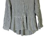 Love Note Love Notes Striped Peplum Button Up Shirt Women's Size M Green White Photo 2