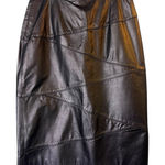 Vintage Laurice Leather Pencil Skirt Panelled Midi Black Career Wear Size‎ 9/10 Photo 0