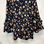 Sugar Lips  Navy Blue Floral Long‎ Bell Sleeve Boho Romper Size M Photo 2